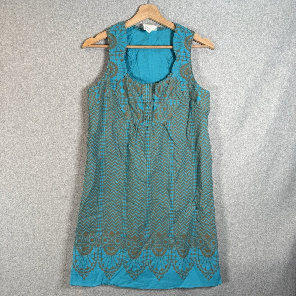 Anna Sui for Anthropologie Endless Chevron Blue Shift Dress 8 Vintage Y2K